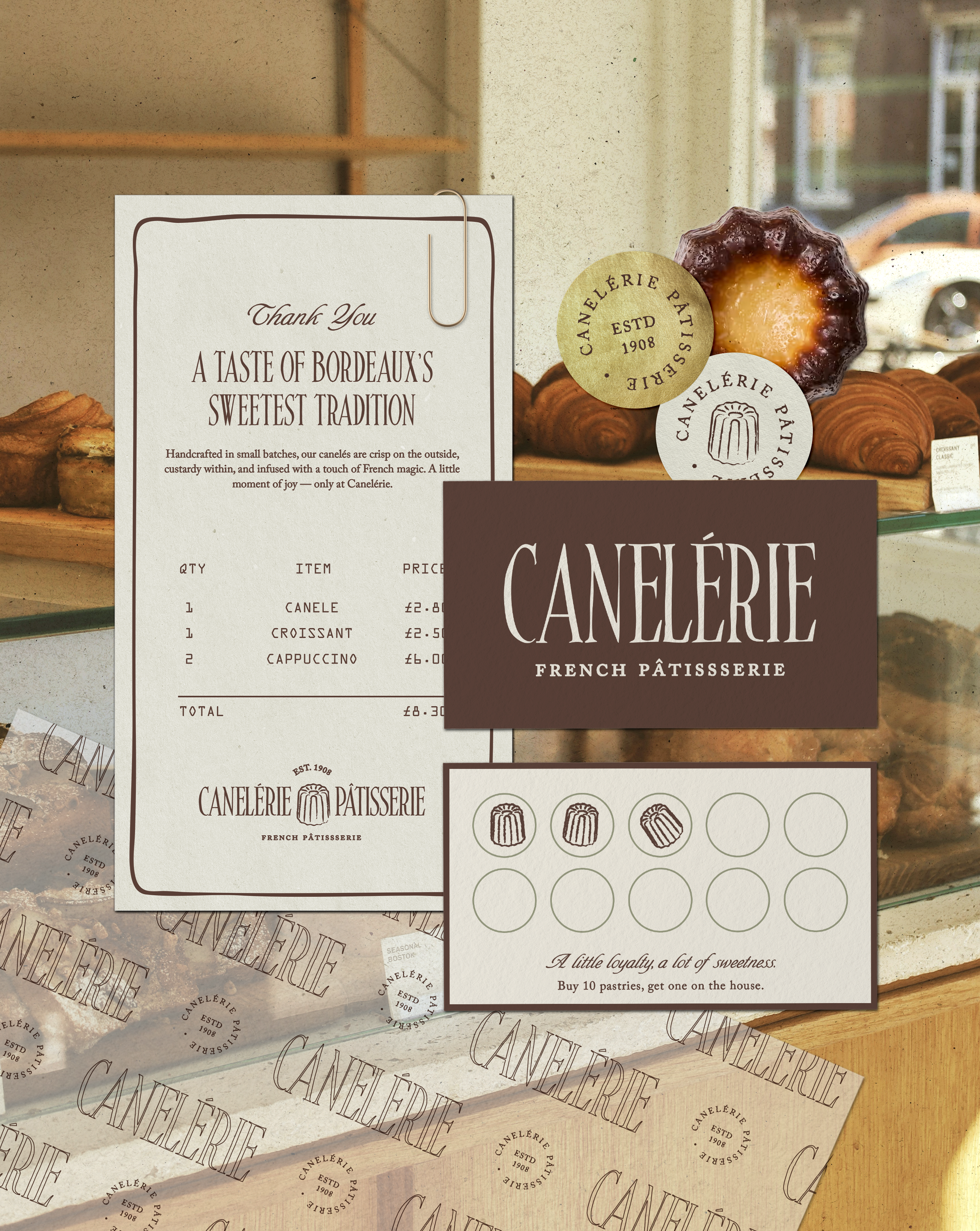 Igni Made | Copywriting, Branding & Websites for Wellness, Hospitality and Creative Businesses | Northern California | Various pastries and tags from Canelerie Patisserie displayed on a wooden shelf.