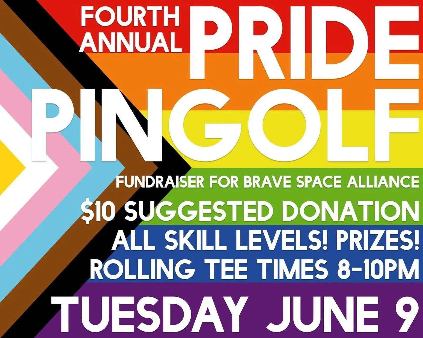 TONIGHT is Logan Arcade Pinball League&rsquo;s 4th annual PRIDE PINGOLF with Cheryl! And it&rsquo;s also a fundraiser for @bravespacealliance as part of their month-long Pride Passport event! All skill levels are welcome, swing by solo or with some f