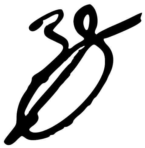 Outline of a tattoo design depicting a stylized needle and thread.