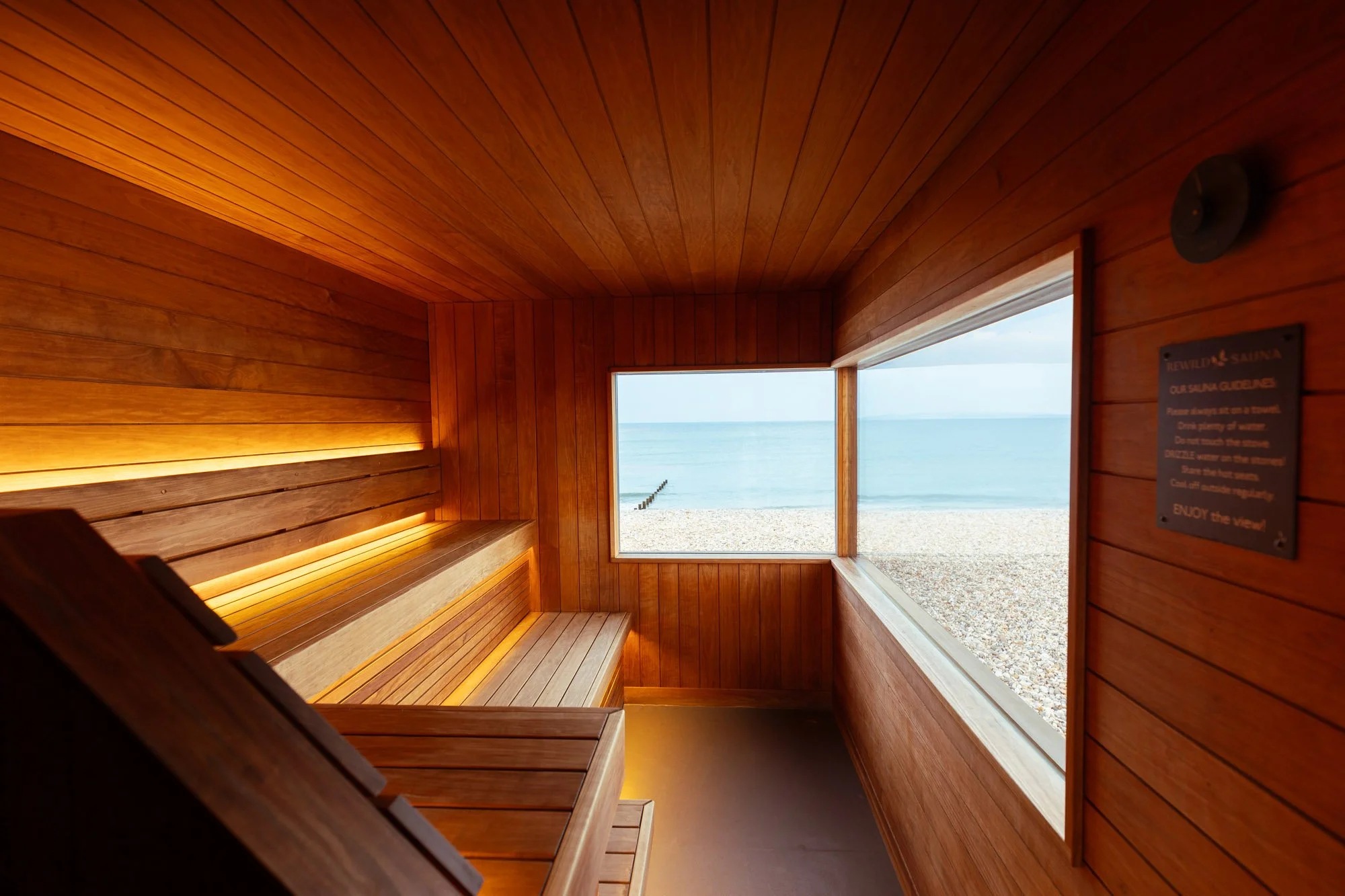 The interior of Rewild Sauna at Bracklesham Bay