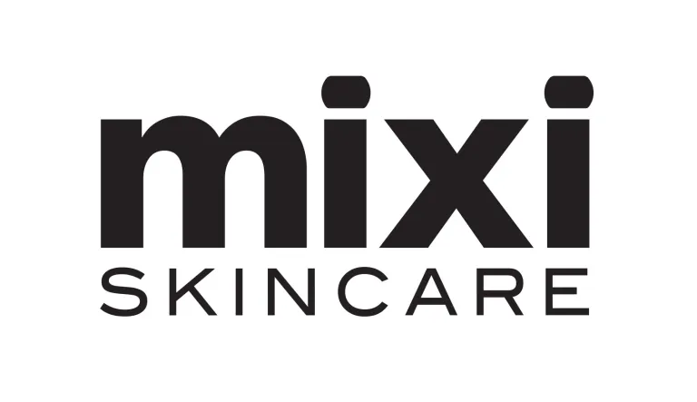 Logo for Mixi Skincare with the brand name in bold black letters.