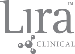 Logo of Lira Clinical with text and a molecular structure graphic