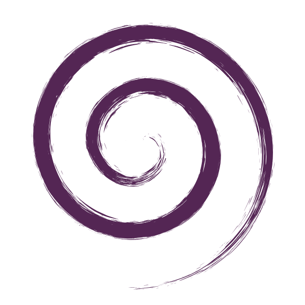 spiral icon with a small heart at outside of line and at centre