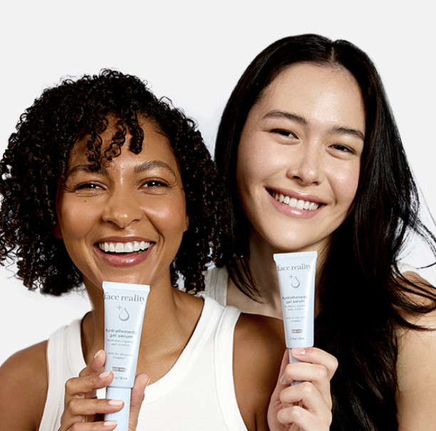 two women holding face reality acne products, acne specialist centennial co