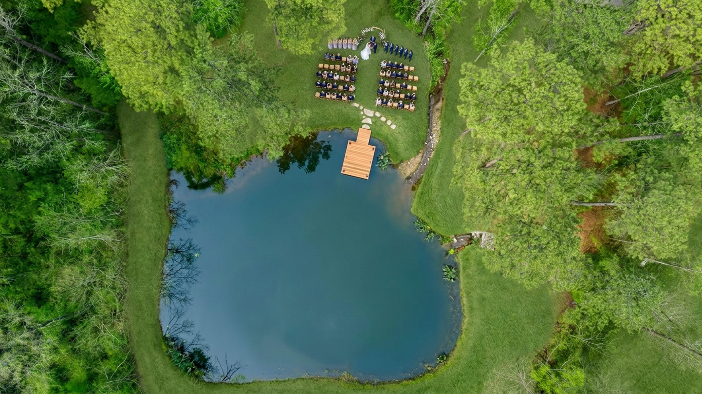 Firefly_Gemini Flash_can you put a wedding ceremony in the grass by the dock for 75 people facing the pond 982554.png