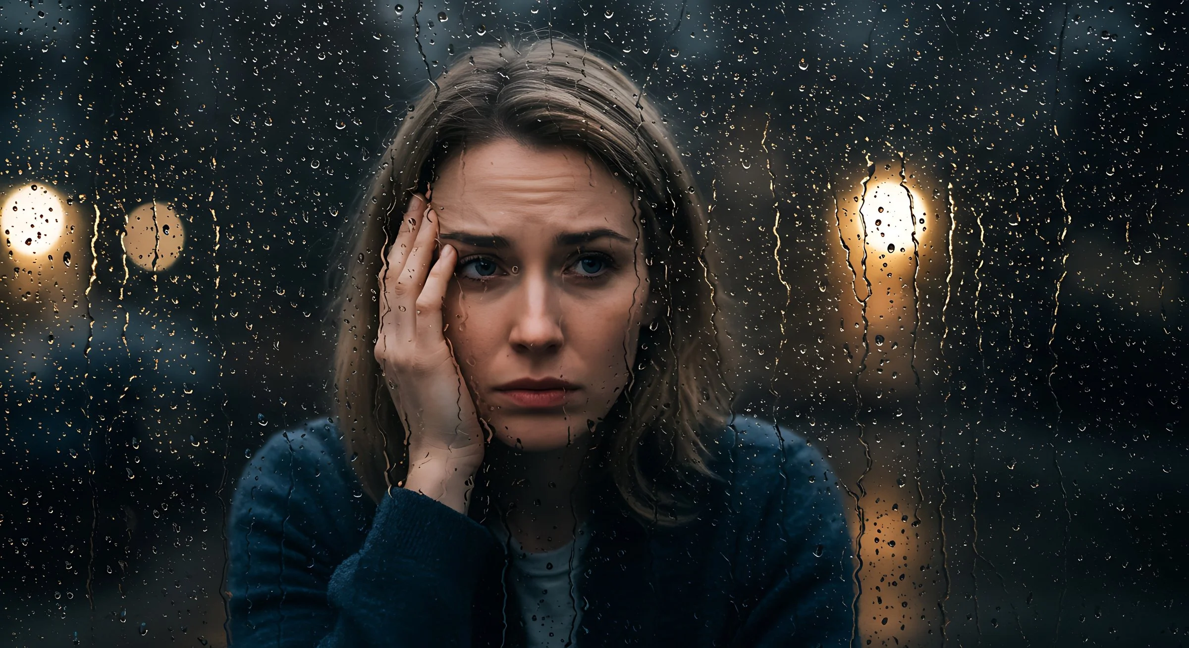 mujer triste y solitaria