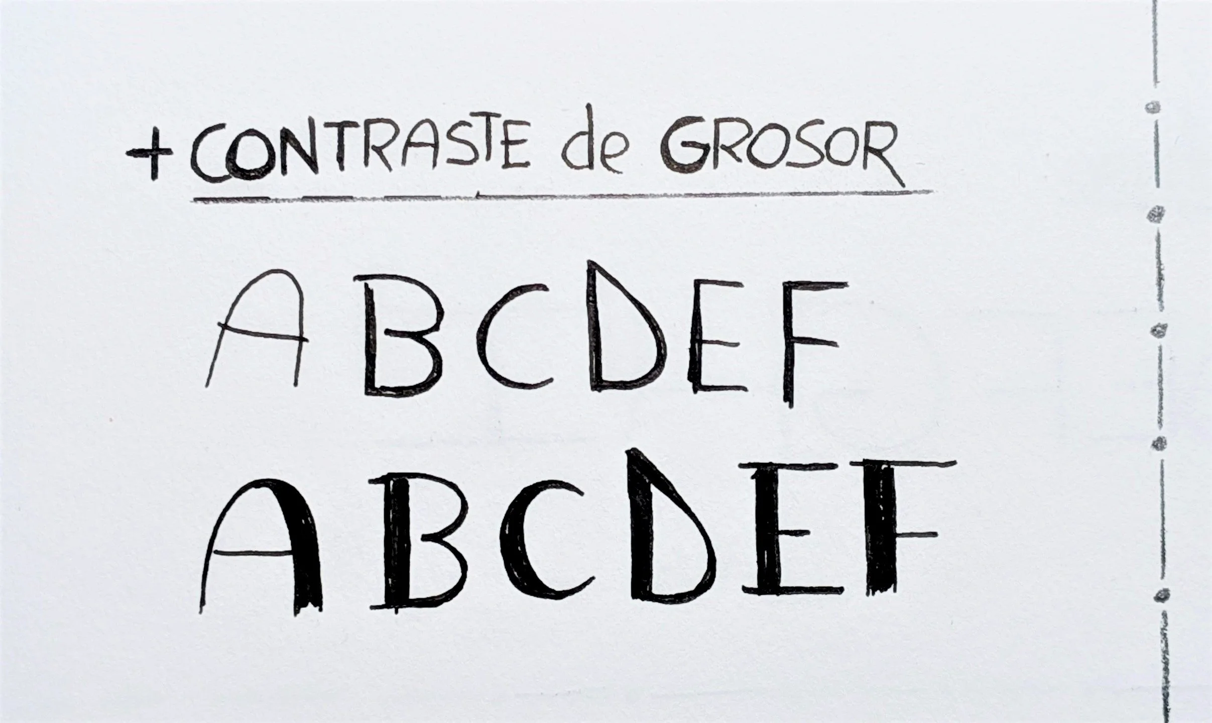 trazos contraste según grosor