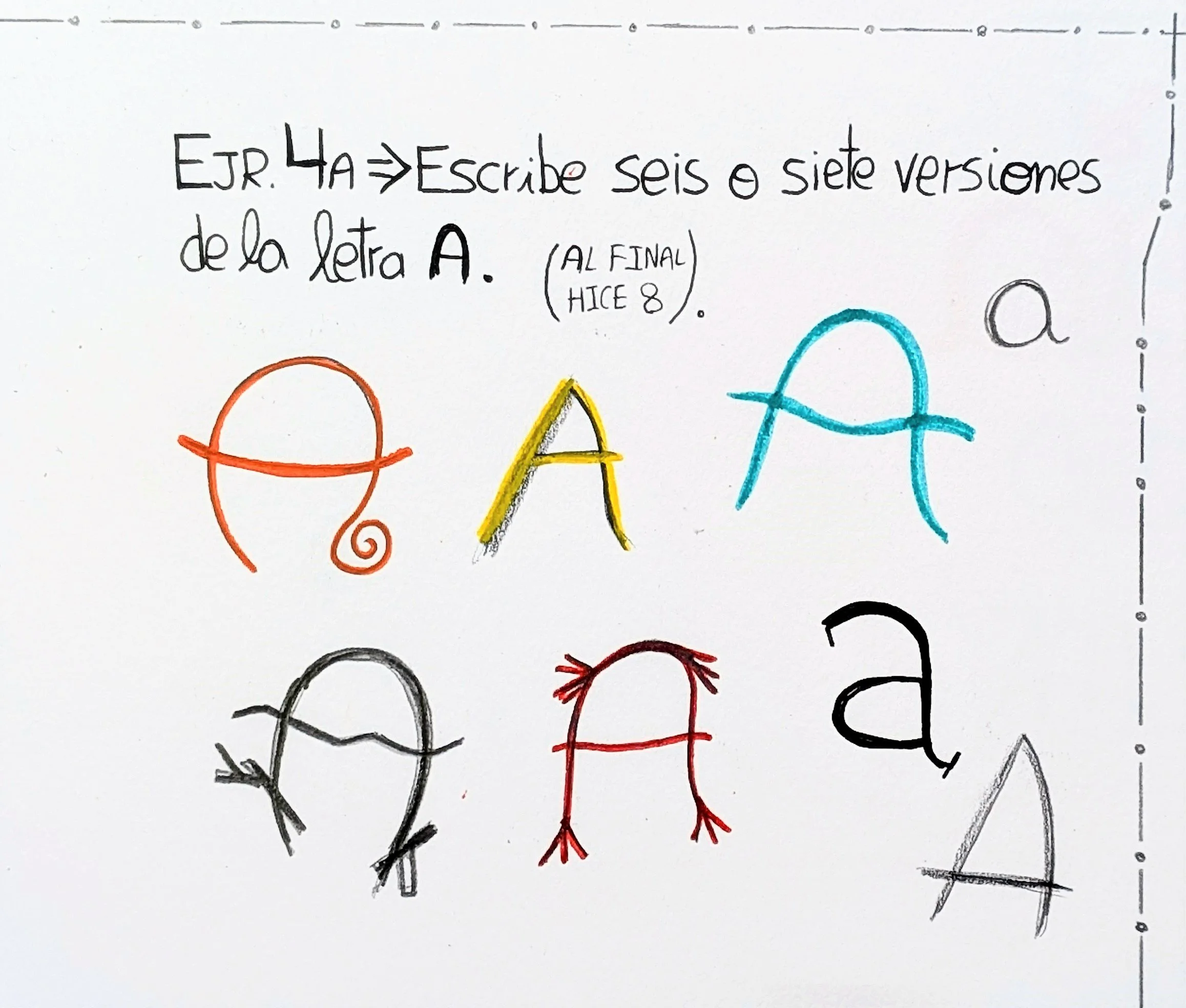 letra A ocho variaciones