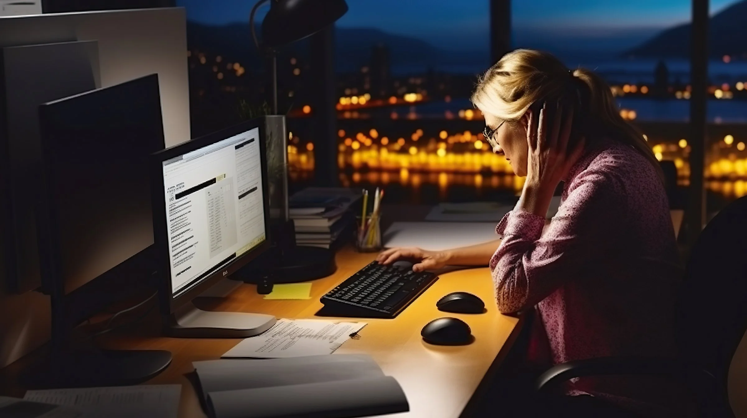 trabajando hasta tarde