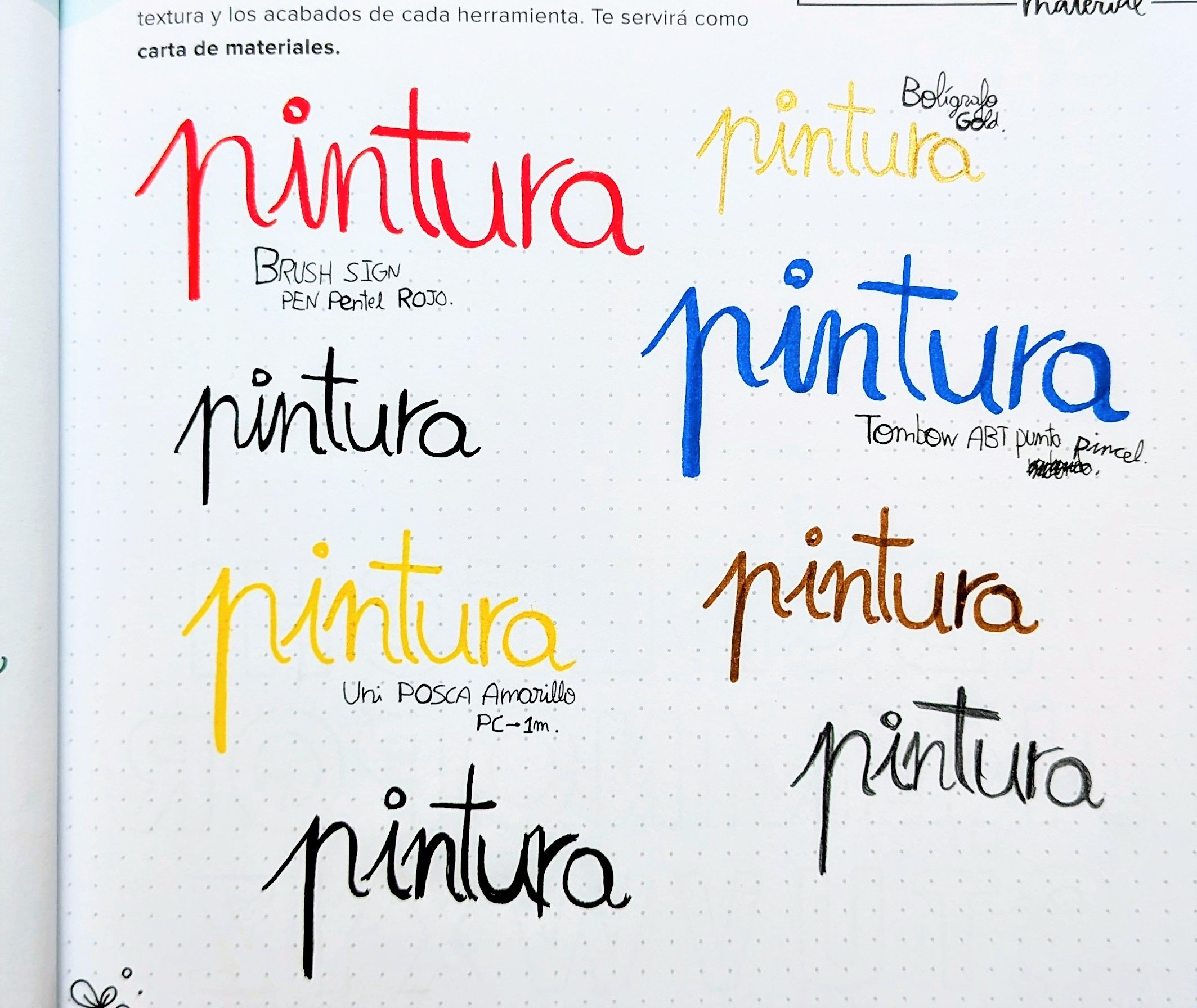 misma palabra con diferentes materiales