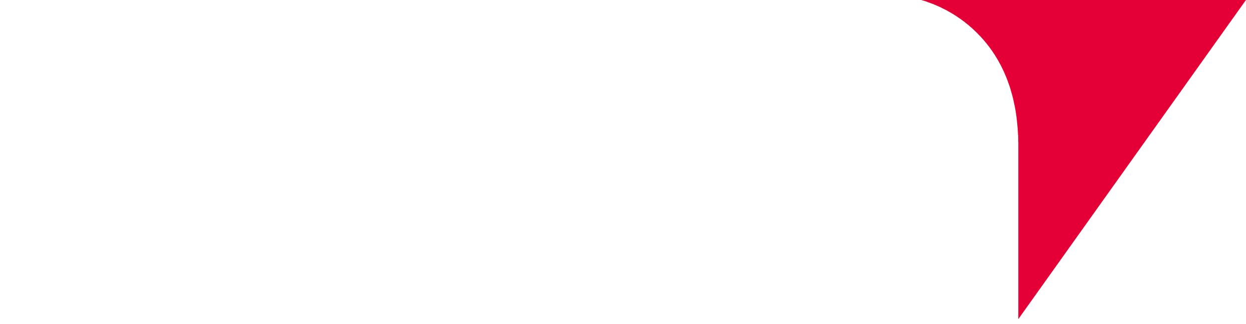 Logo CAM avec lettres en blanc et un accent rouge en forme de développement, de dynamisme, de modernité