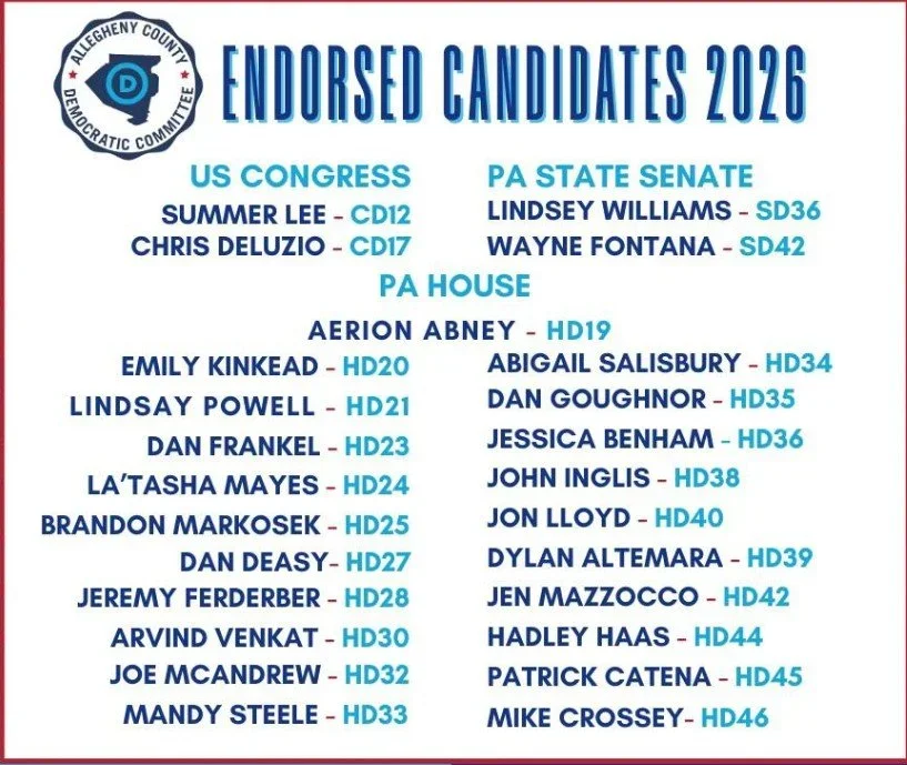 Allegheny County's Endorsed Democratic Candidates 2026