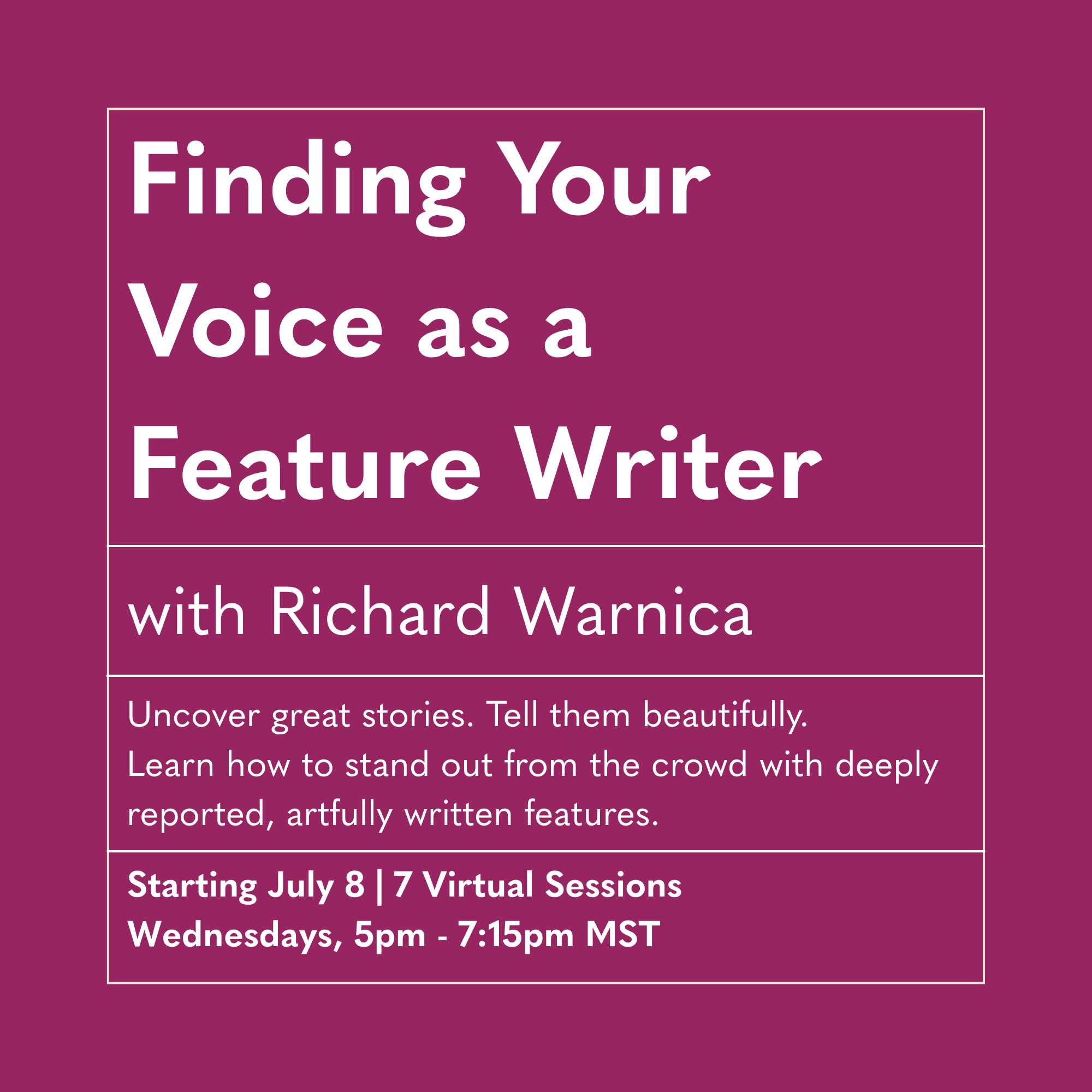 Finding Your Voice as a Feature Writer