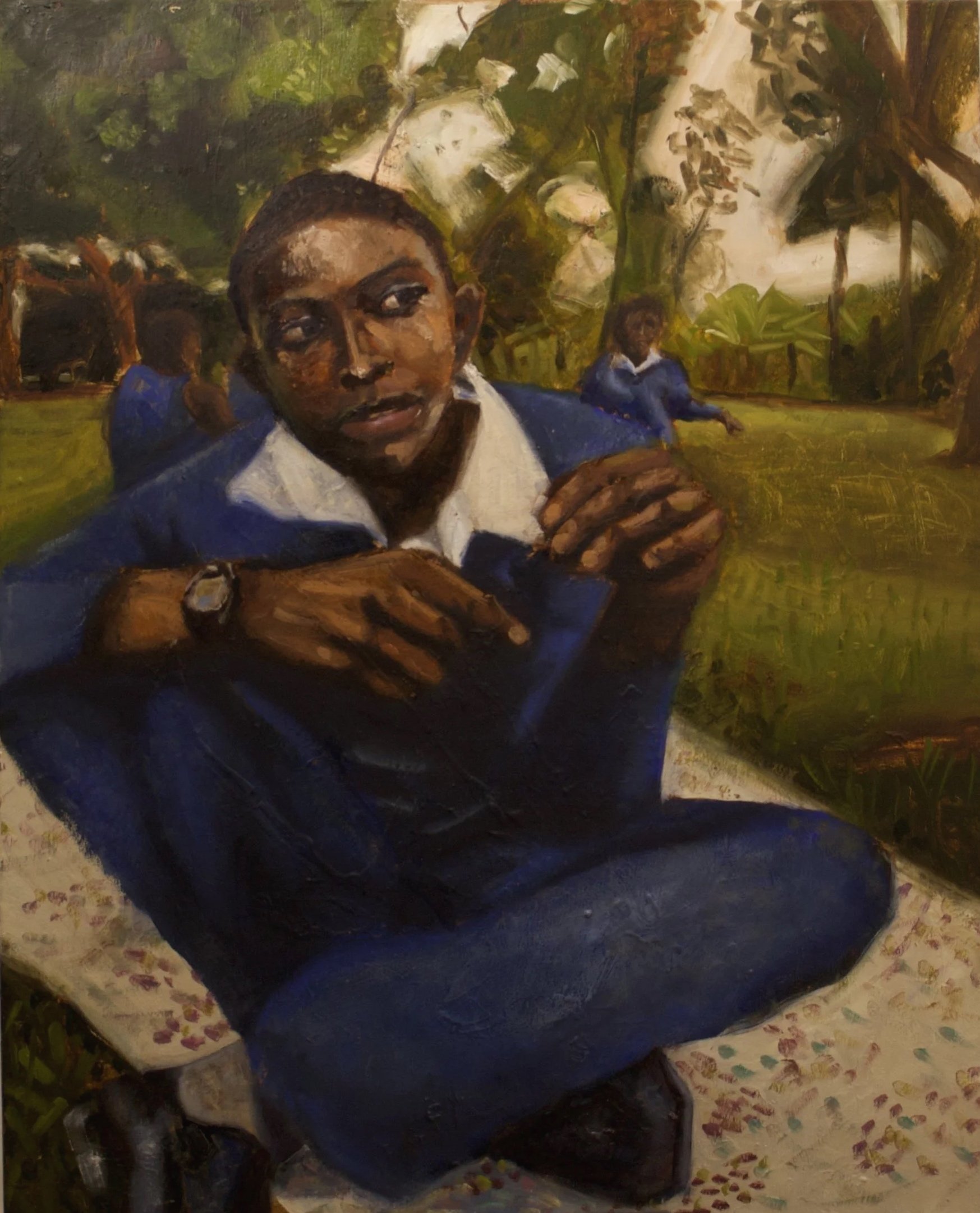 "Visiting day at the institution": 2026, 24"x 30", oil paint, Canvas