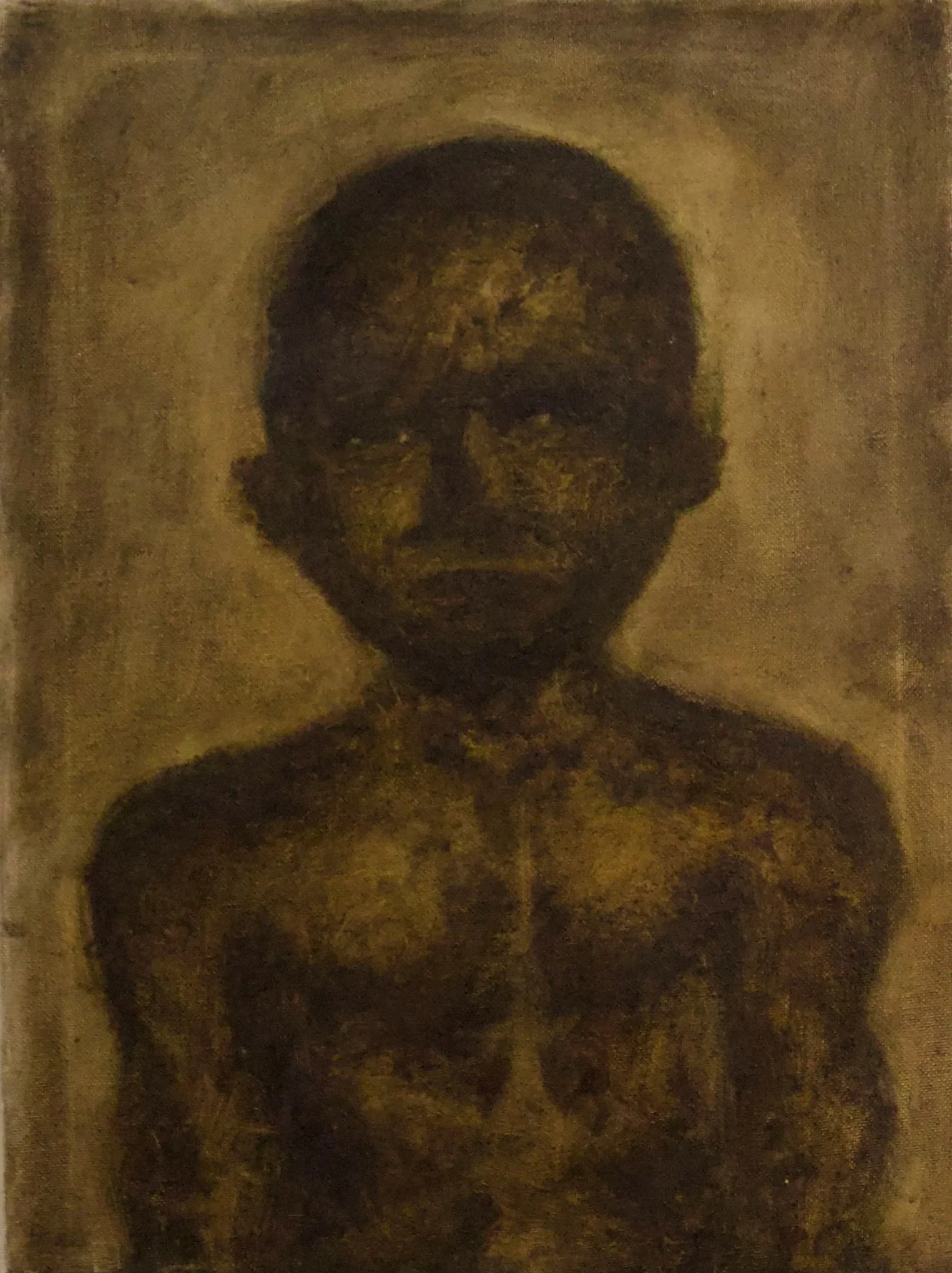 "The boy": 2024, 12"x16", Oil paint, Canvas/ Stone faced like I am on the inside. 