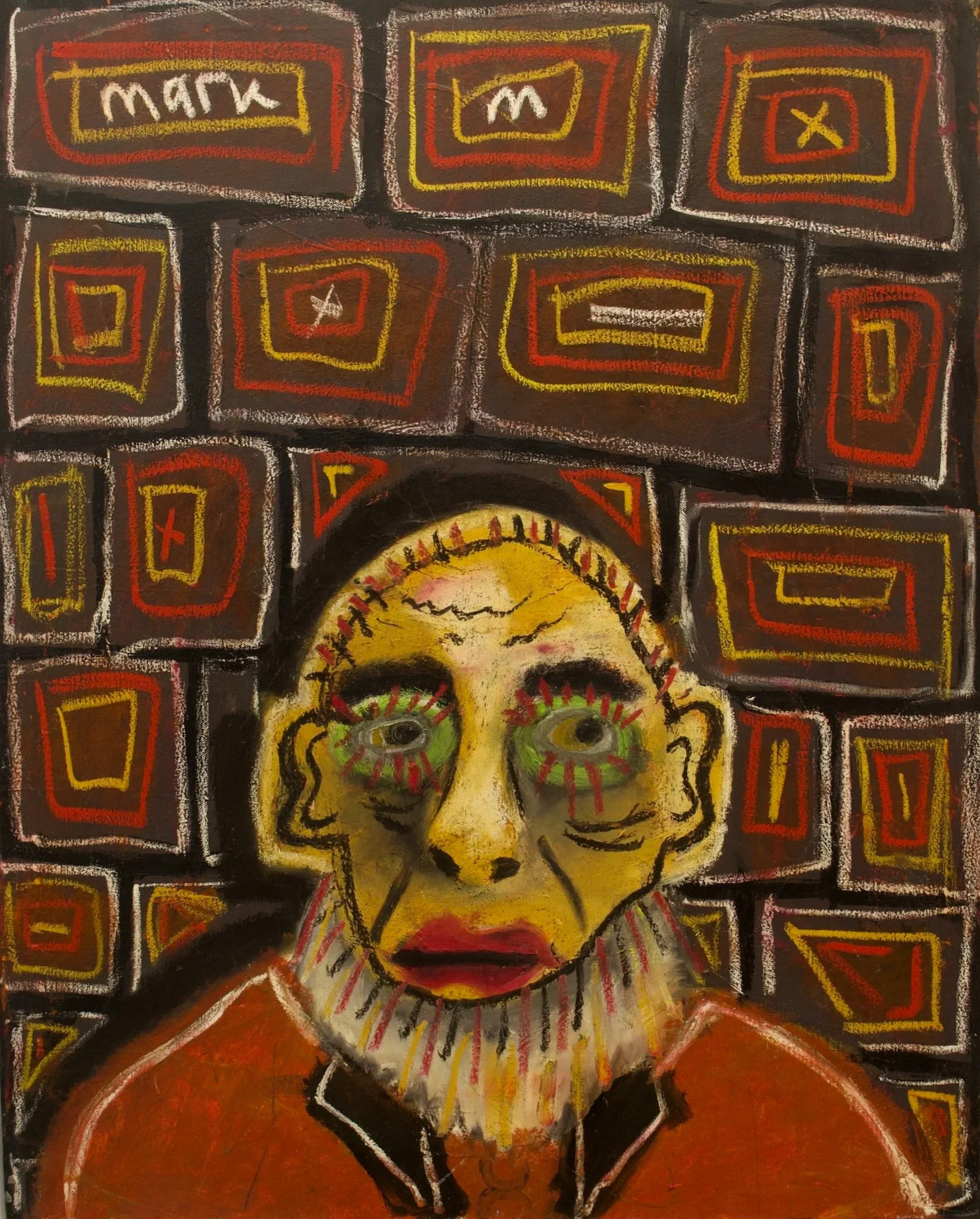 "Dazed":
 2023,
 Oil paint,
 24"x 30",
 Canvas/
 Dazed, overwhelmed by the "noise" of today.