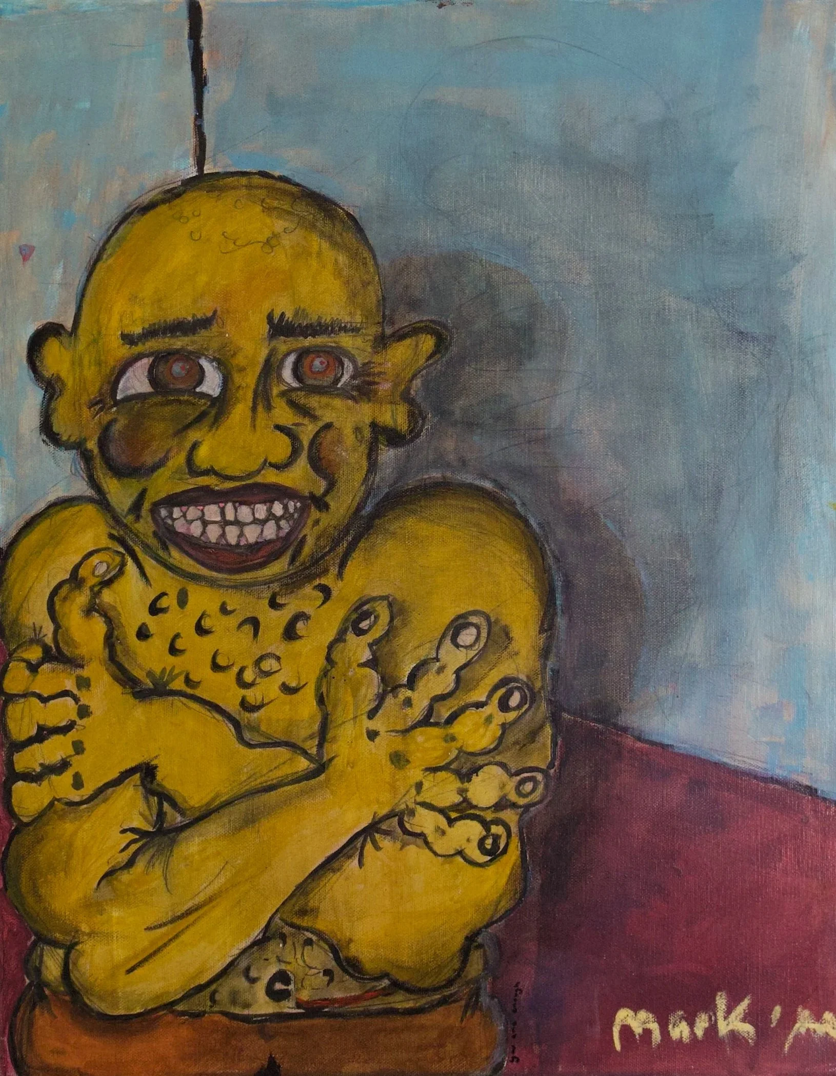 "Naked": 2023, Acrylic paint, 16"x20", Canvas/ Naked: To be unprotected, vulnerable & undisguised. 