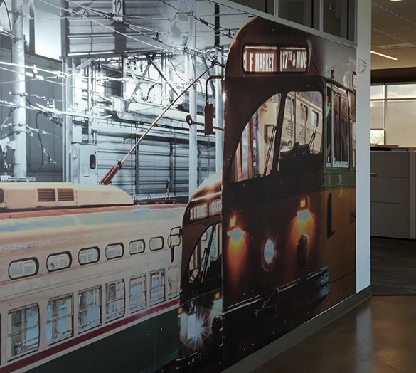 Aluminum mural of a San Francisco streetcar (Copy)