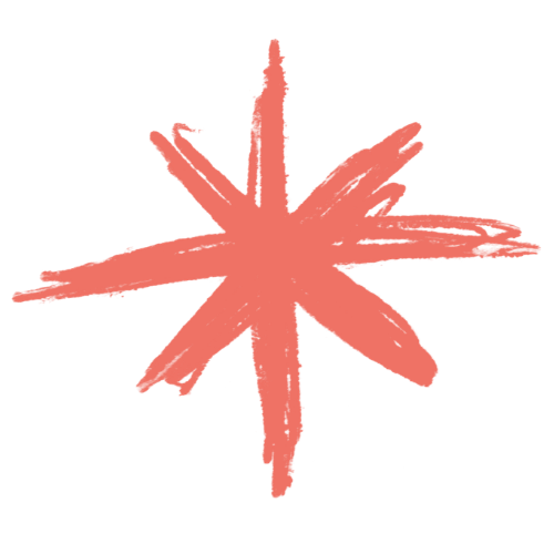 A pink, radiating starburst shape on a black background.
