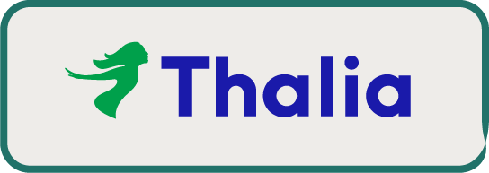 Thalia logo with green silhouette and text