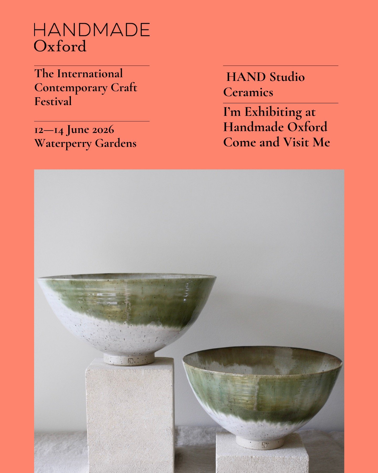Only a few weeks to go until Handmade Oxford. It's my first time exhibiting here and I'm really looking forward to it. I have lots of new exciting pieces I will be bringing along with me. The festival is taking part in the beautiful Waterperry Garden