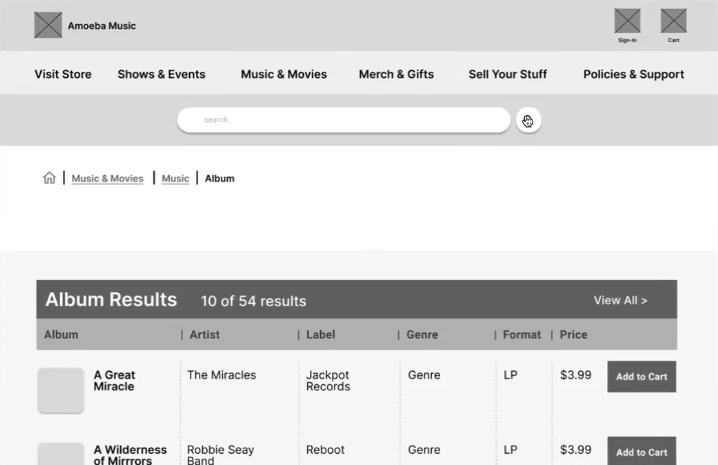 Website selling CDs