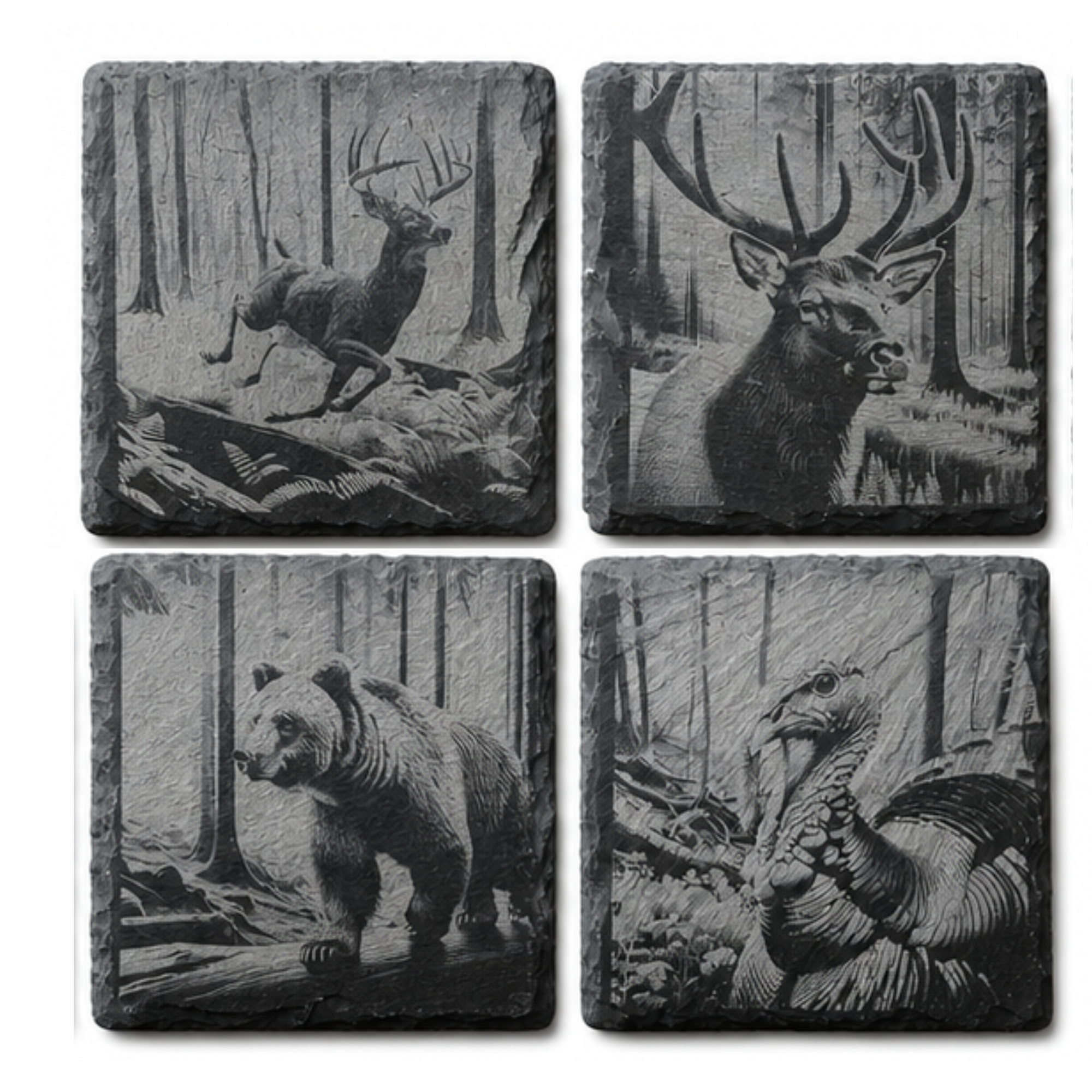 Engraved Woodland Animals Coasters (4 Pack)