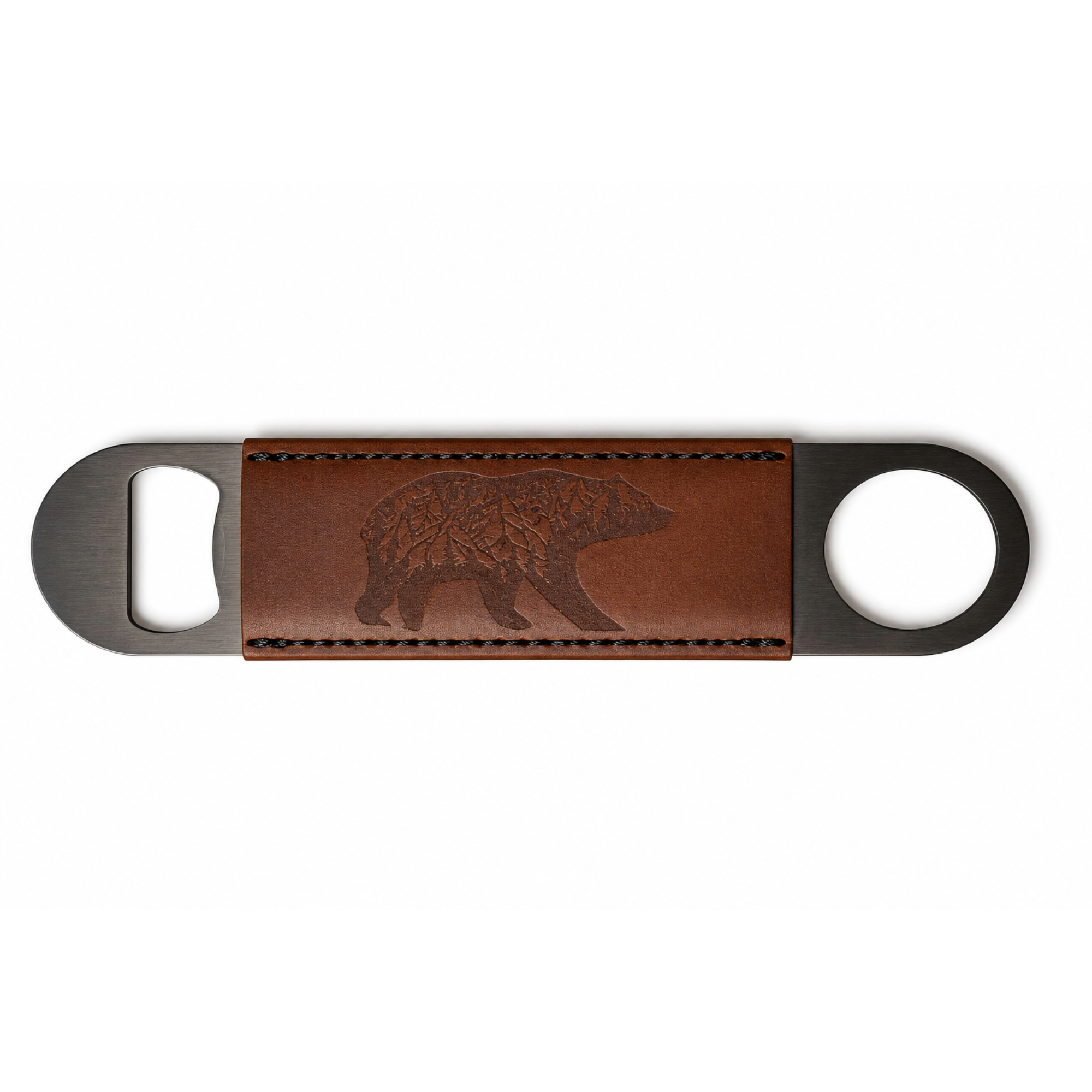 Leather Engraved Bottle Opener (Bear)