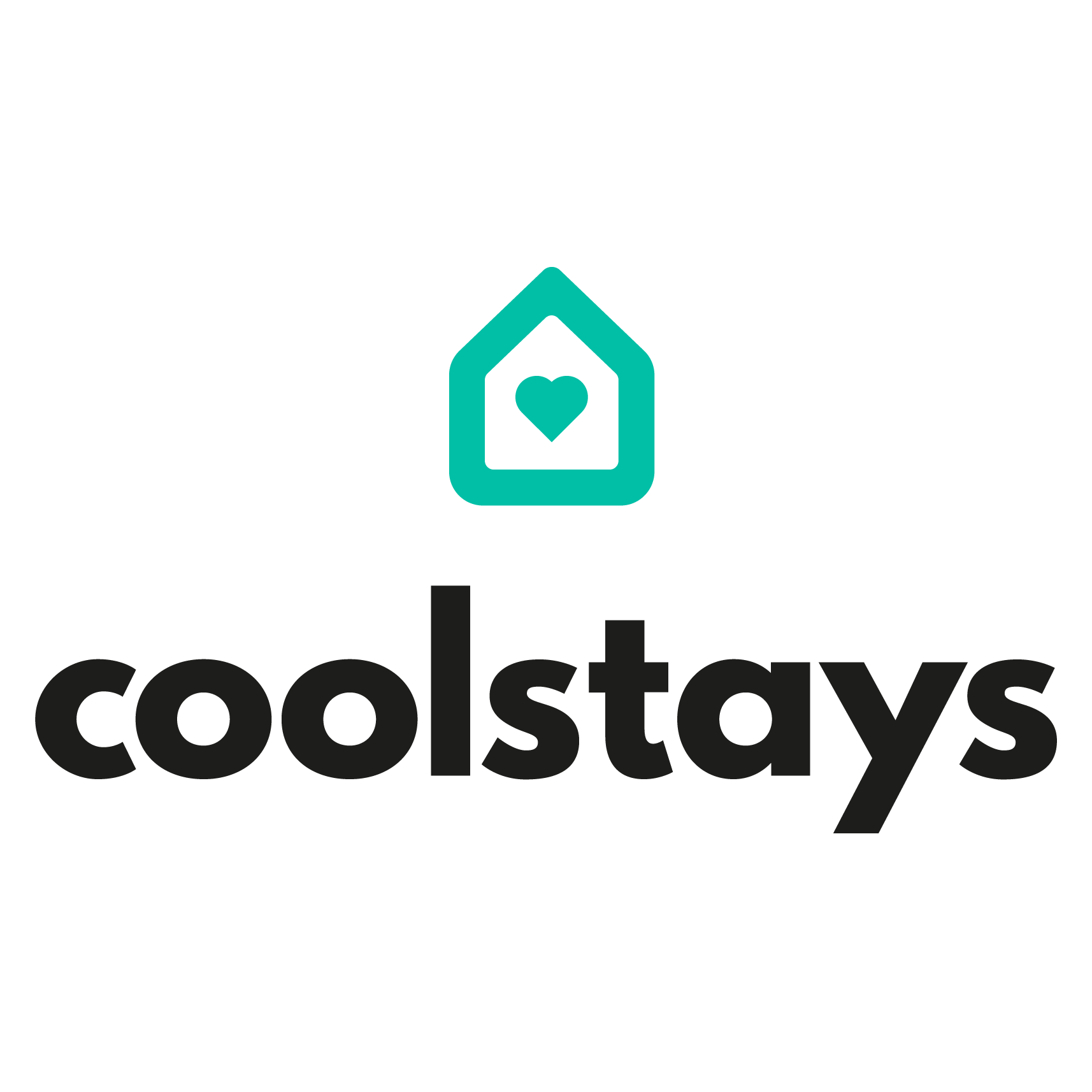 Logo of Coast Stays, a teal house icon with a heart inside, and the text 'coast stays' in lowercase black letters.