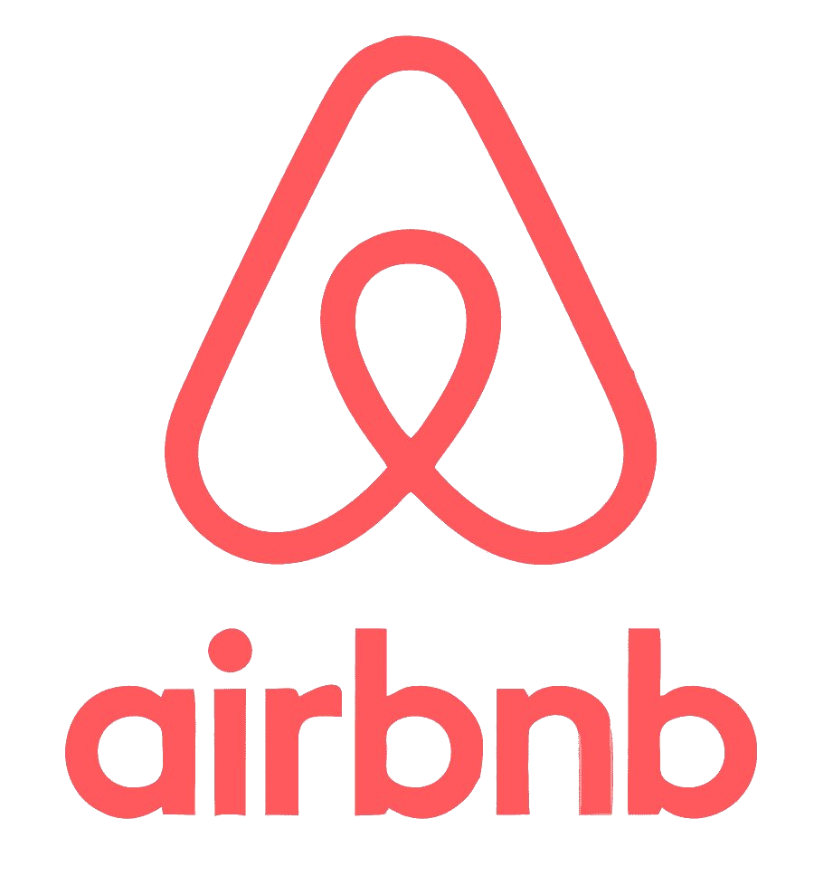 Airbnb logo with a stylized 'A' resembling a heart shape in pink above the lowercase word 'airbnb' in pink.