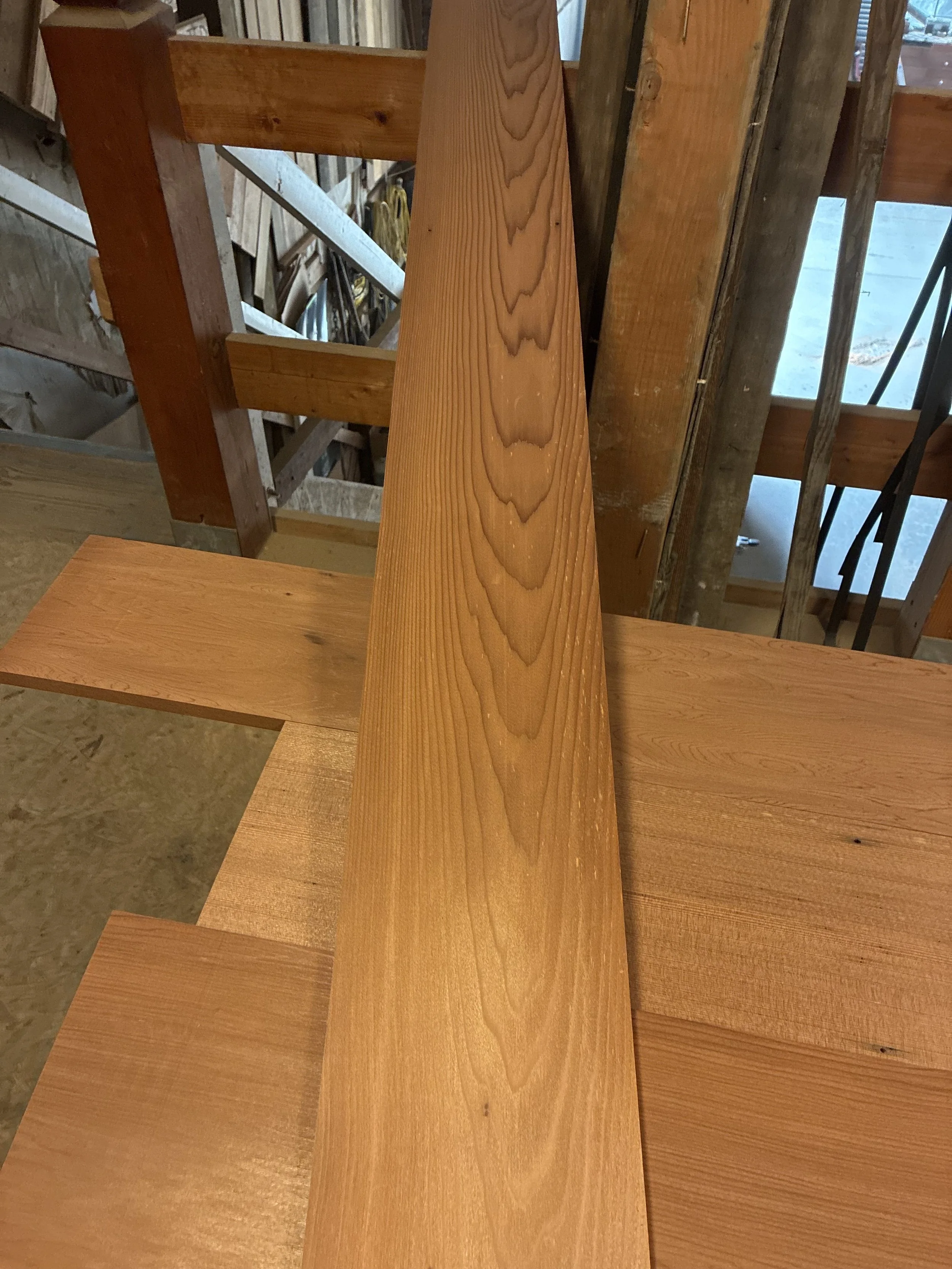 Surfaced redwood paneling