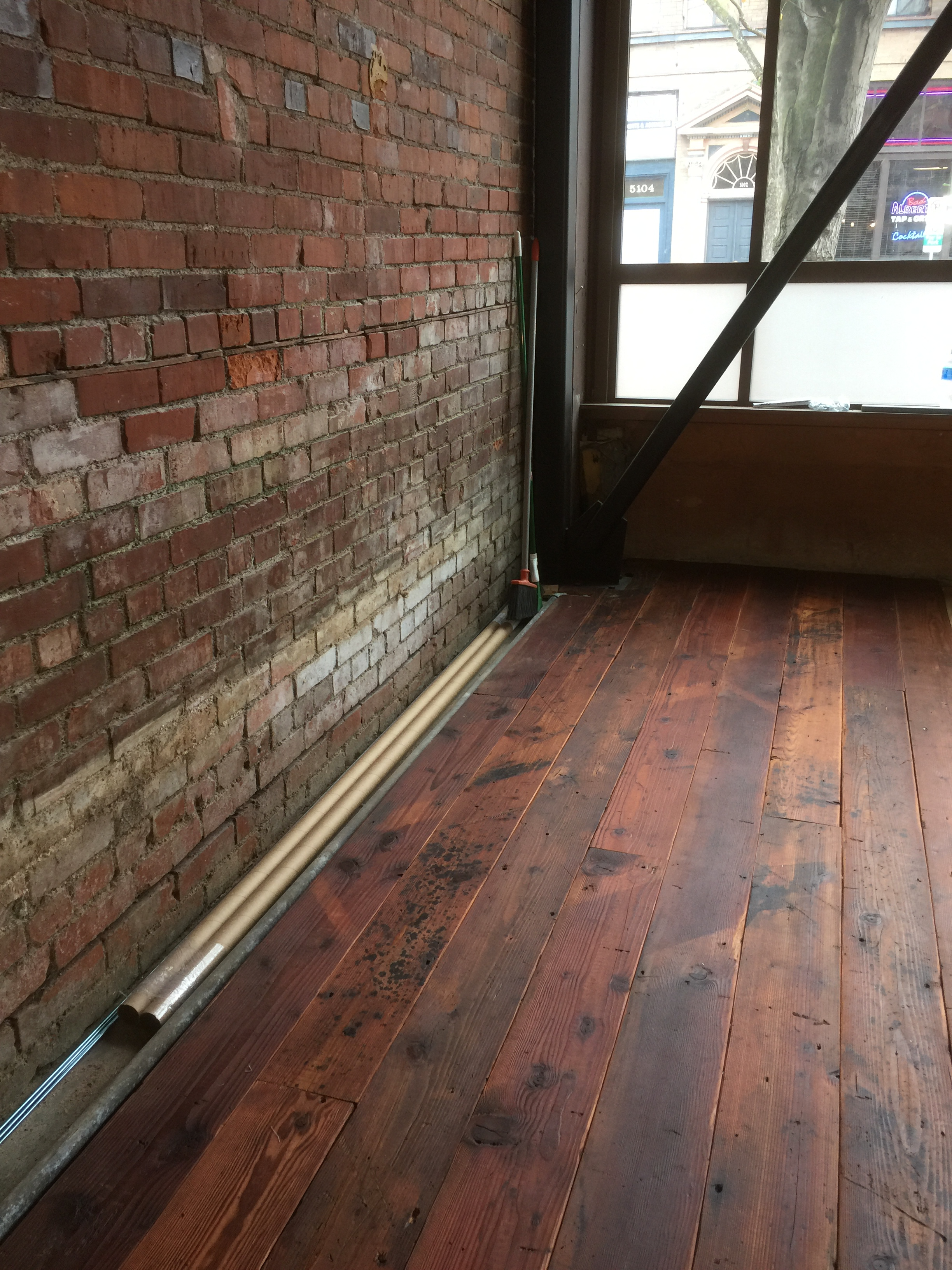 Filson store rustic shiplap flooring