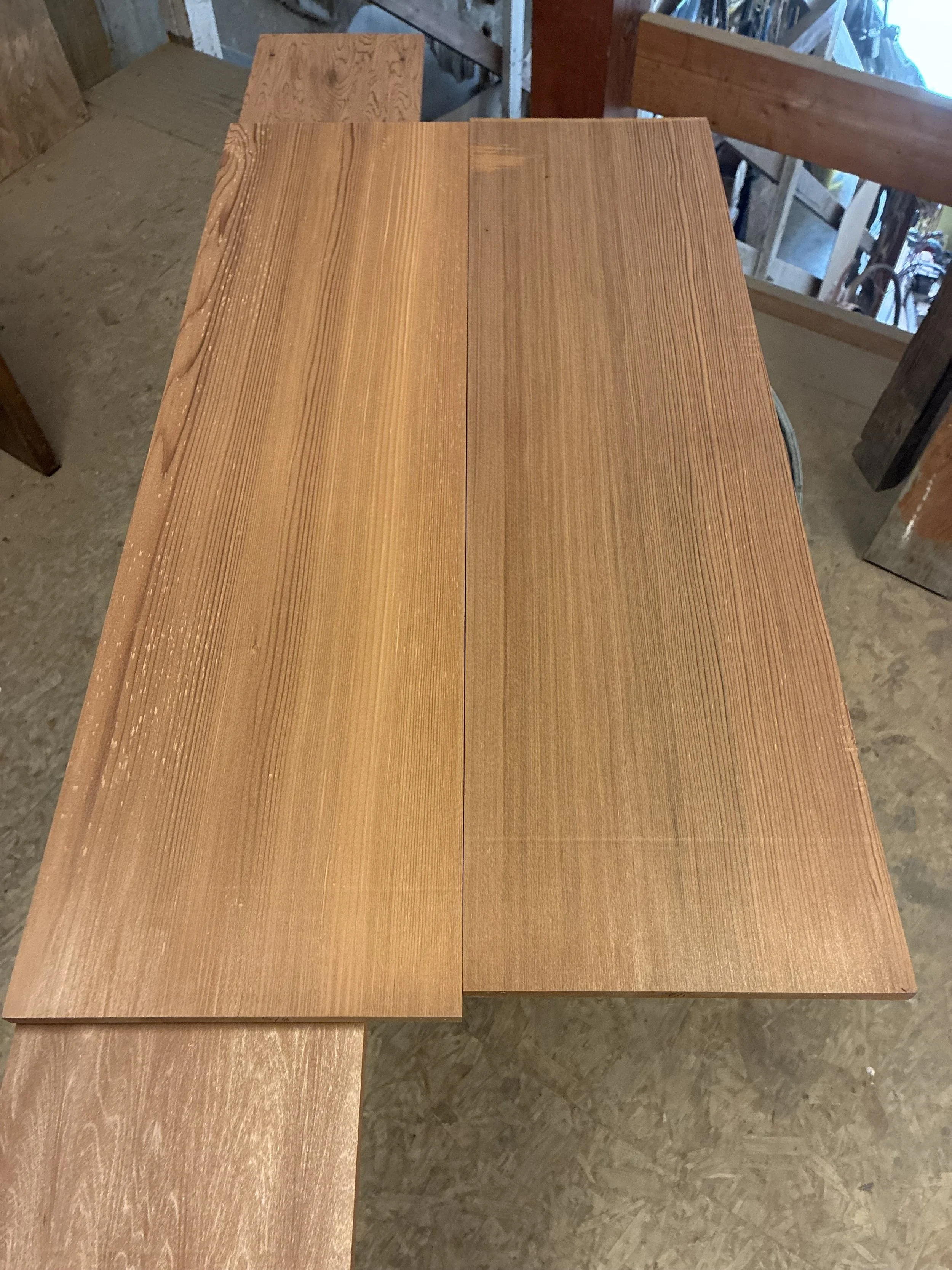 Surfaced redwood paneling detail