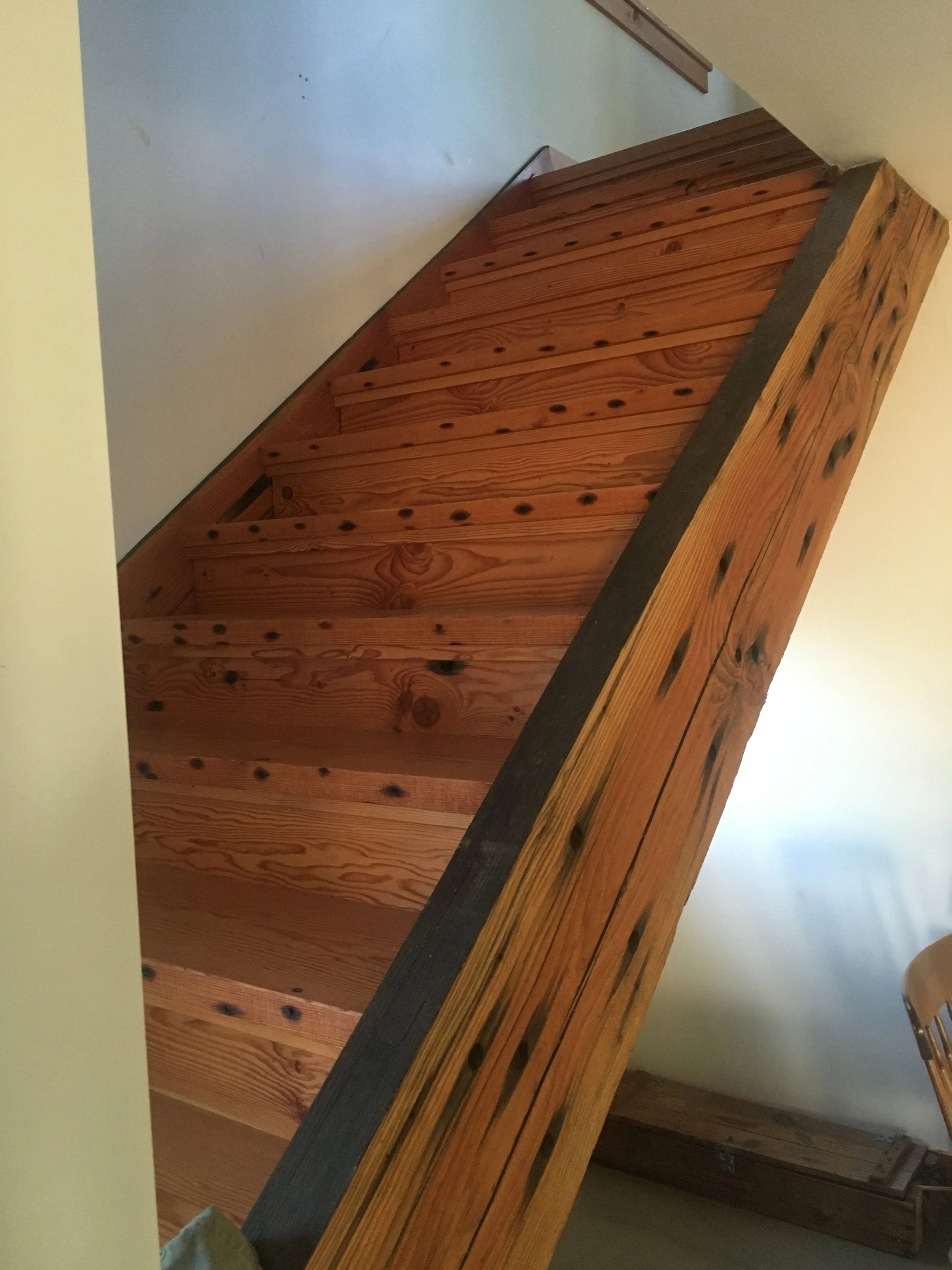 Mid-grade Douglas-fir stair treads and stringer