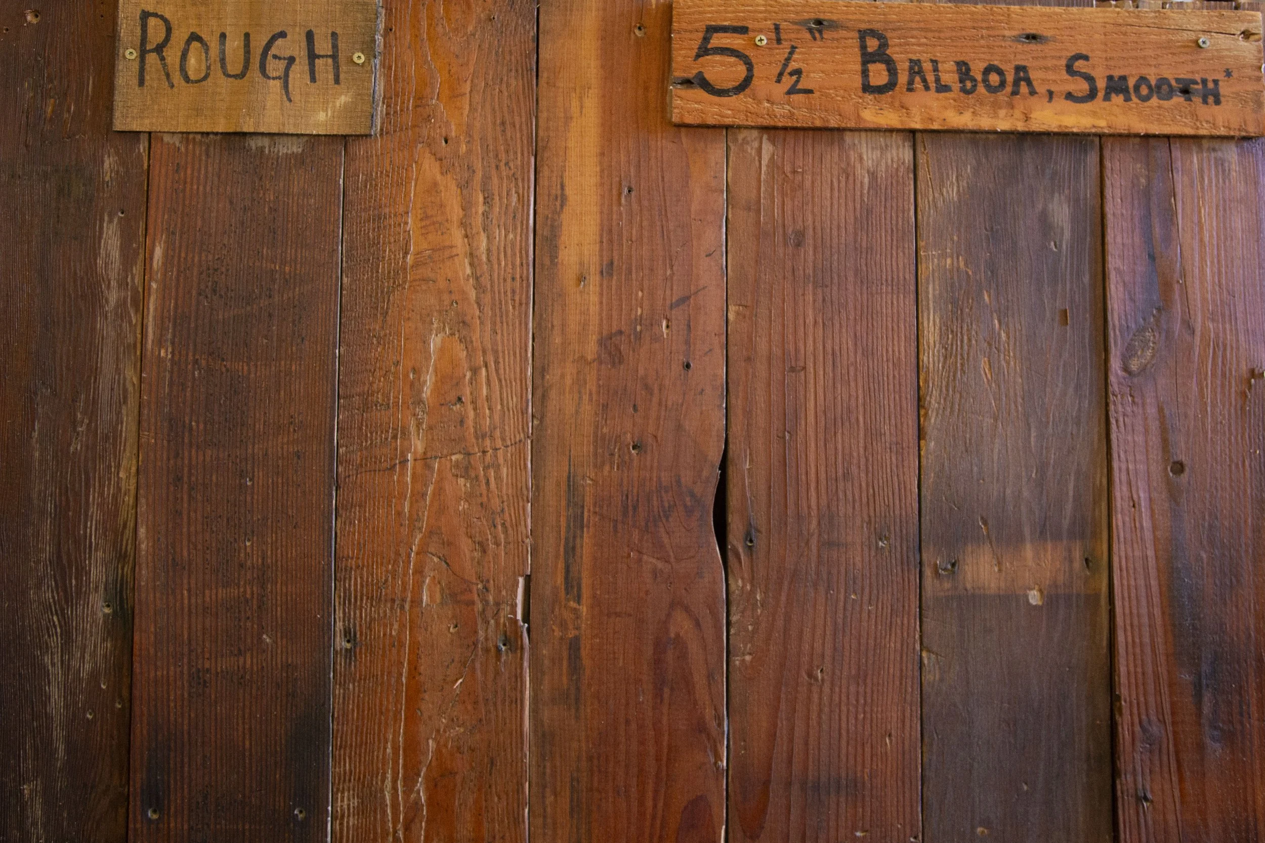 Sample board detailing rough and smooth paneling