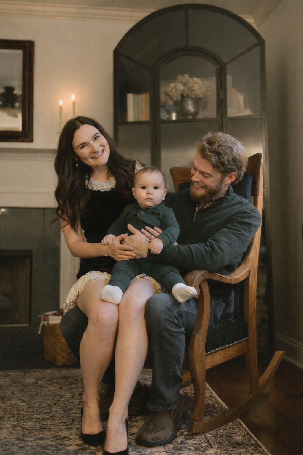 Danielle, her husband, and their son Calvin at home in Lexington.