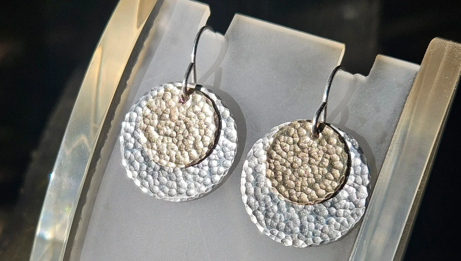 Hammered 14k Gold Fill & .925 Sterling Silver Disc Earrings