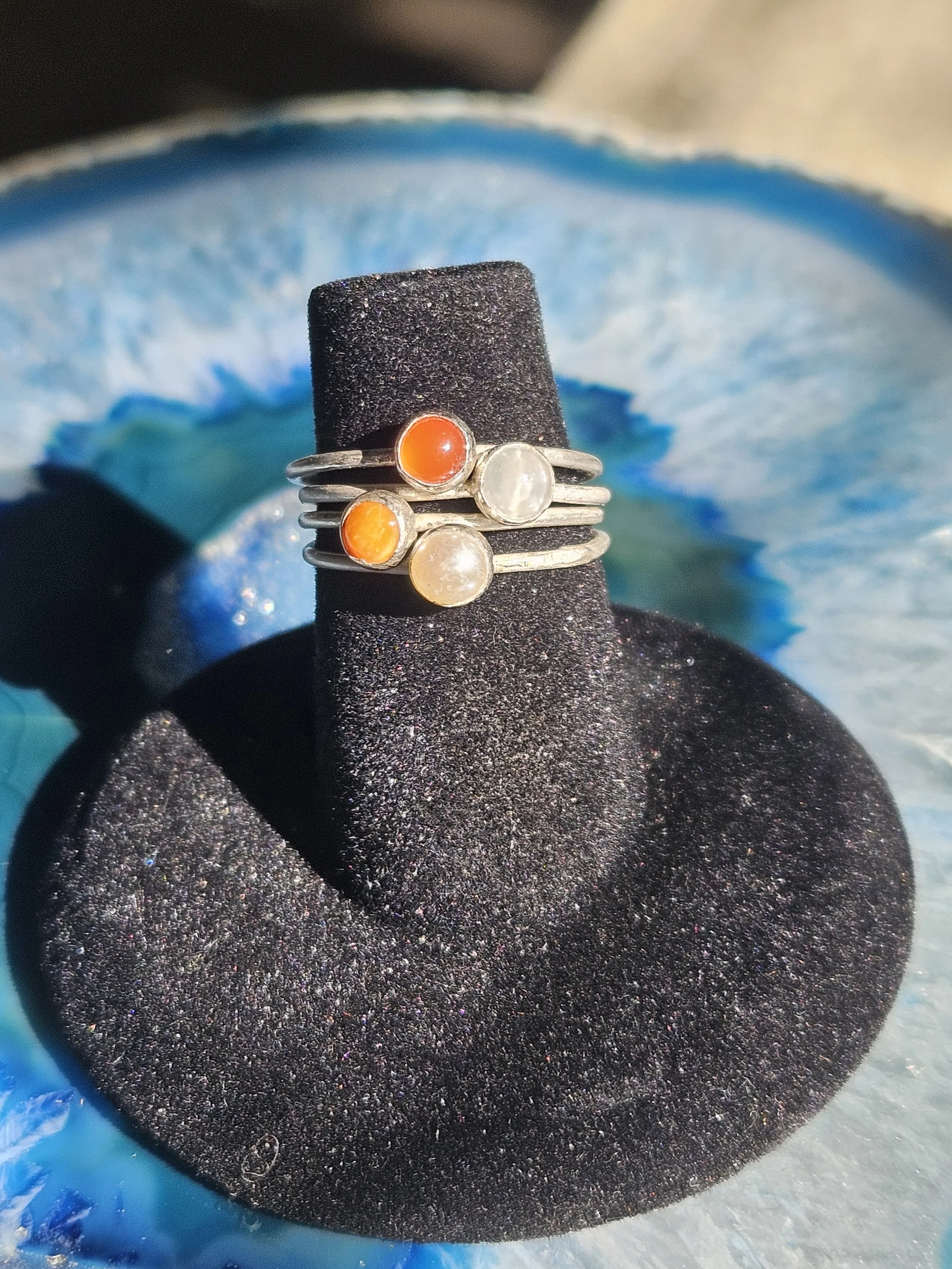 Fall Equinox Multi-Stone 4 Stacking Ring Set in .925 Sterling Silver