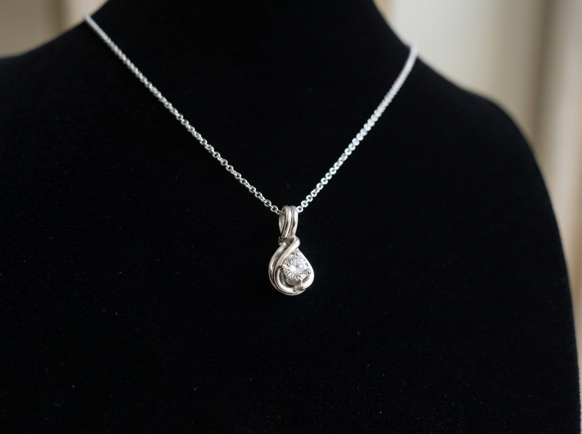 Forever Love Eternity Knot With White Spinel Necklace in .925 Sterling Silver