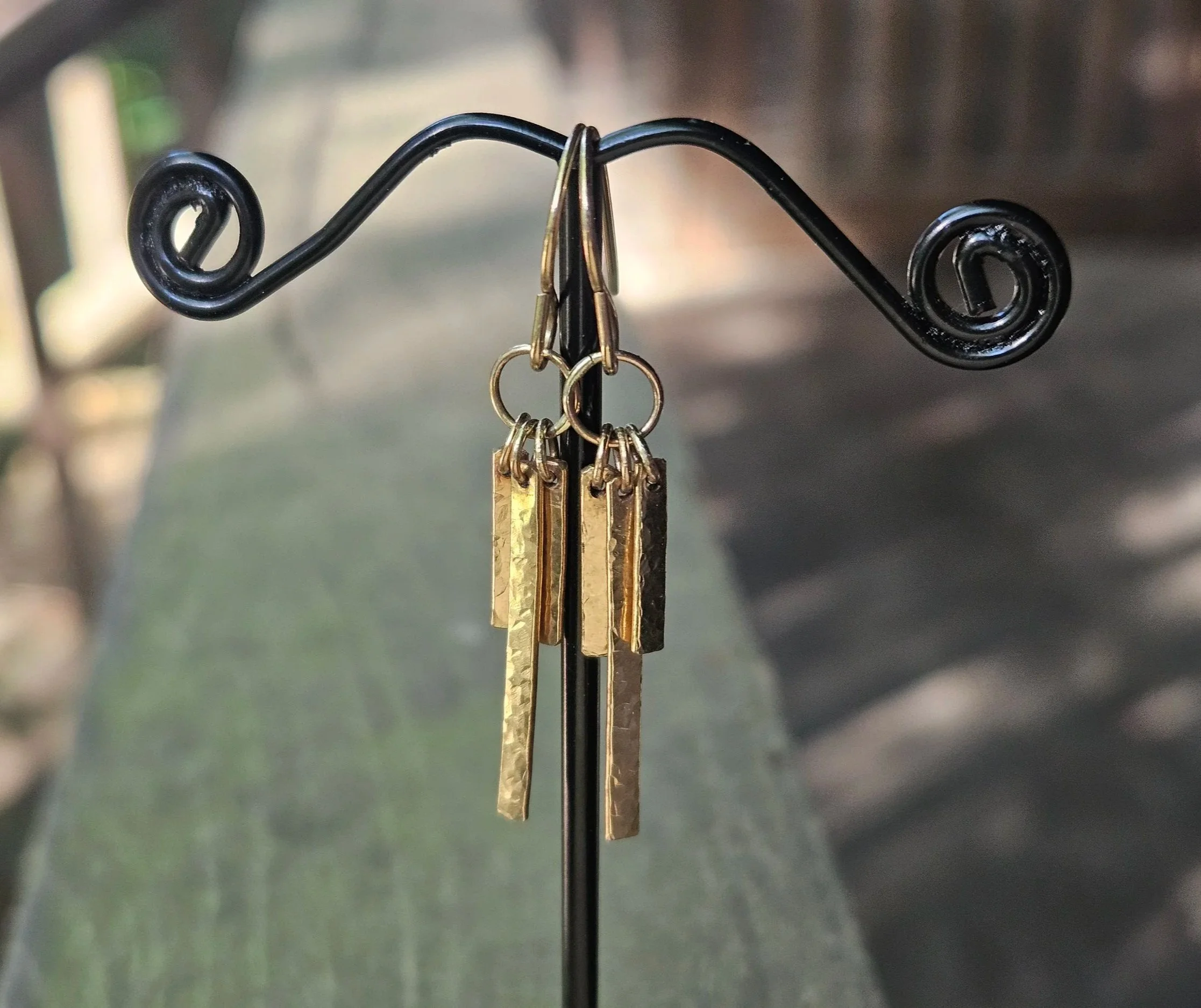 Hammered 14k Gold Fill Triple Bar Earrings
