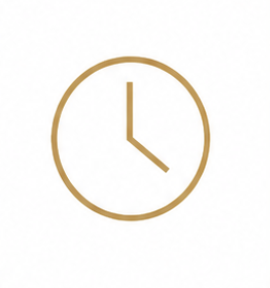 A simple, round, gold-colored clock showing the time as 12:15.