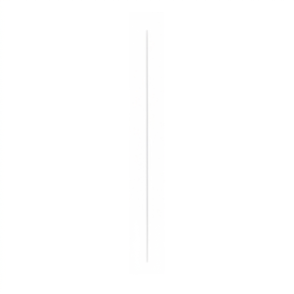 A white vertical rectangular object with a small circle at the top, resembling a minimalist door handle, against a plain white background.