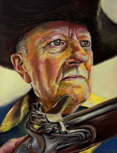 "Reminiscence of the Village Green 1775" Original chalk pastel drawing "19.5 inches by 25.5 inches