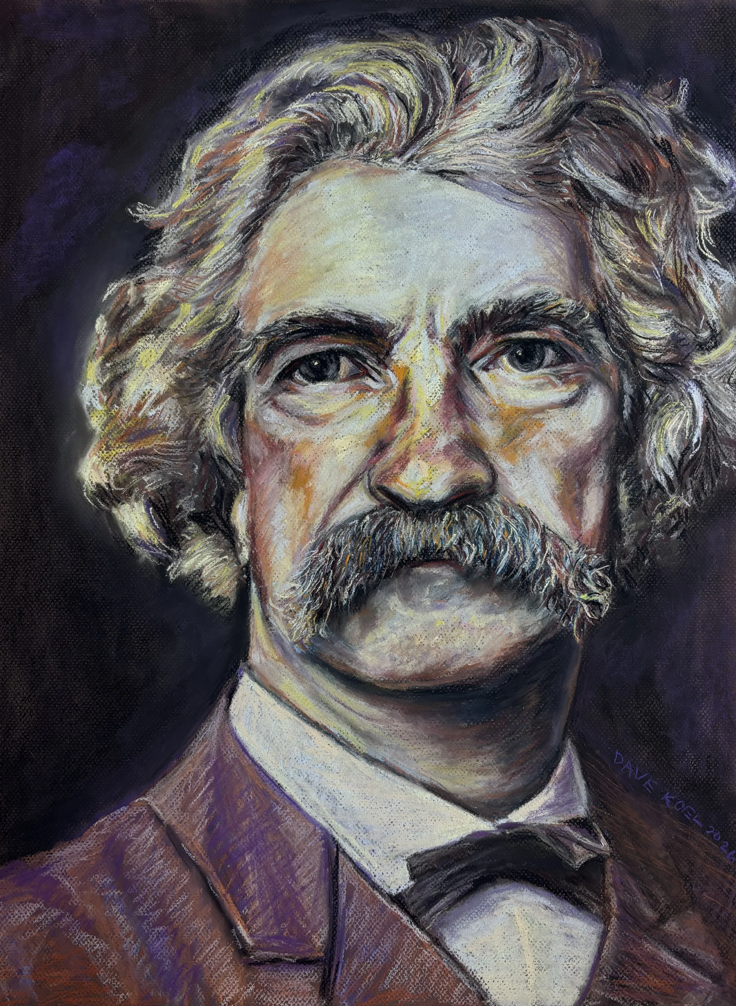 "Mark Twain" Original chalk pastel drawing 19.5 inches by 25.5 inches