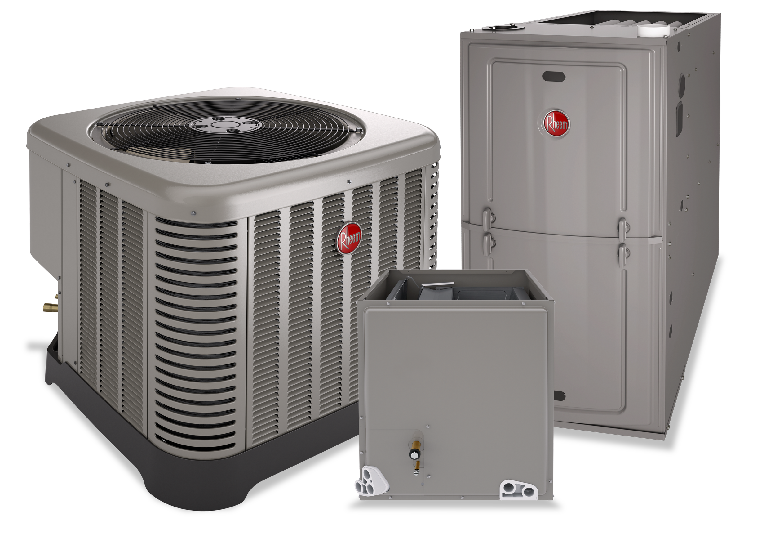 Rheem Endeavor furnace and air conditioner matched system installation for whole-home comfort."
