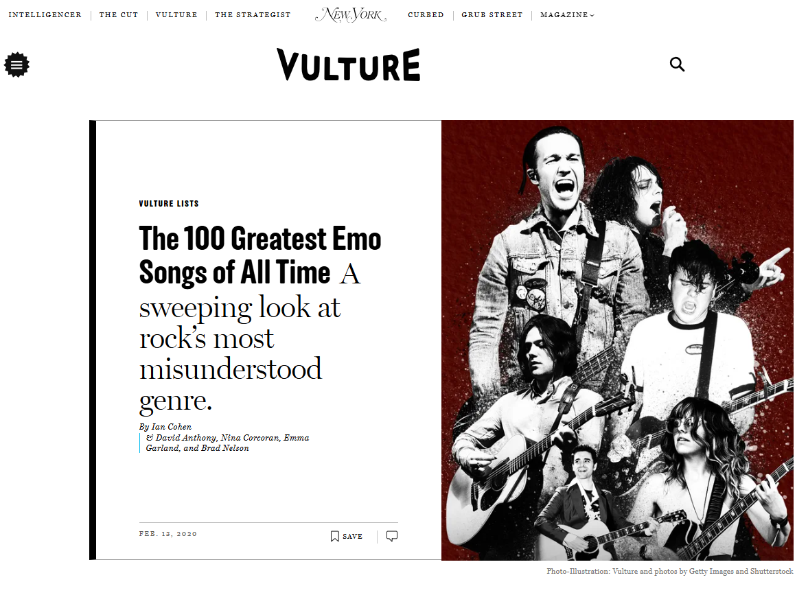 New York Mag/Vulture - 100 Greatest Emo Songs of All Time