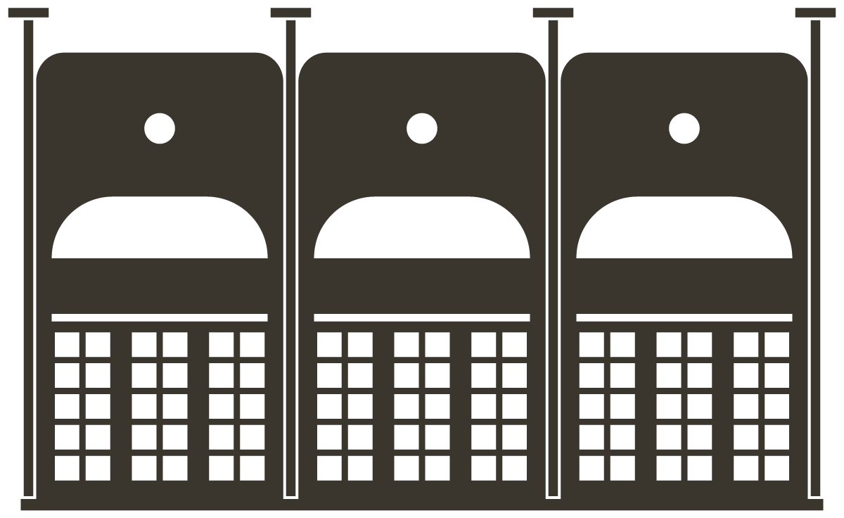 Three vintage radios with rounded tops and speaker grills, placed side by side on a flat surface.