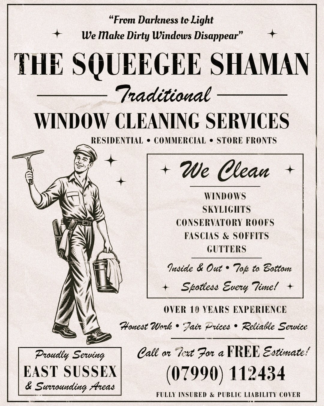 Traditional window cleaning advertisment