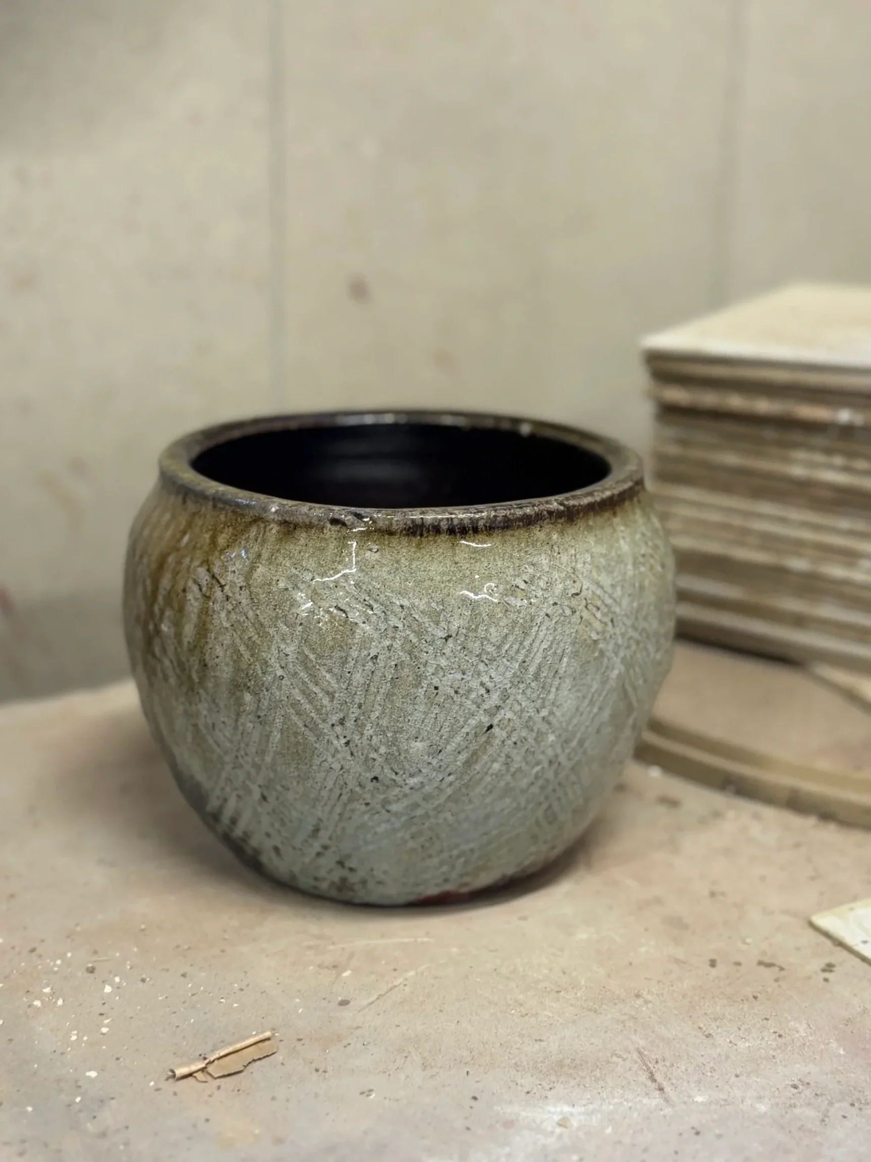 Handcrafted Textured Stoneware Pot