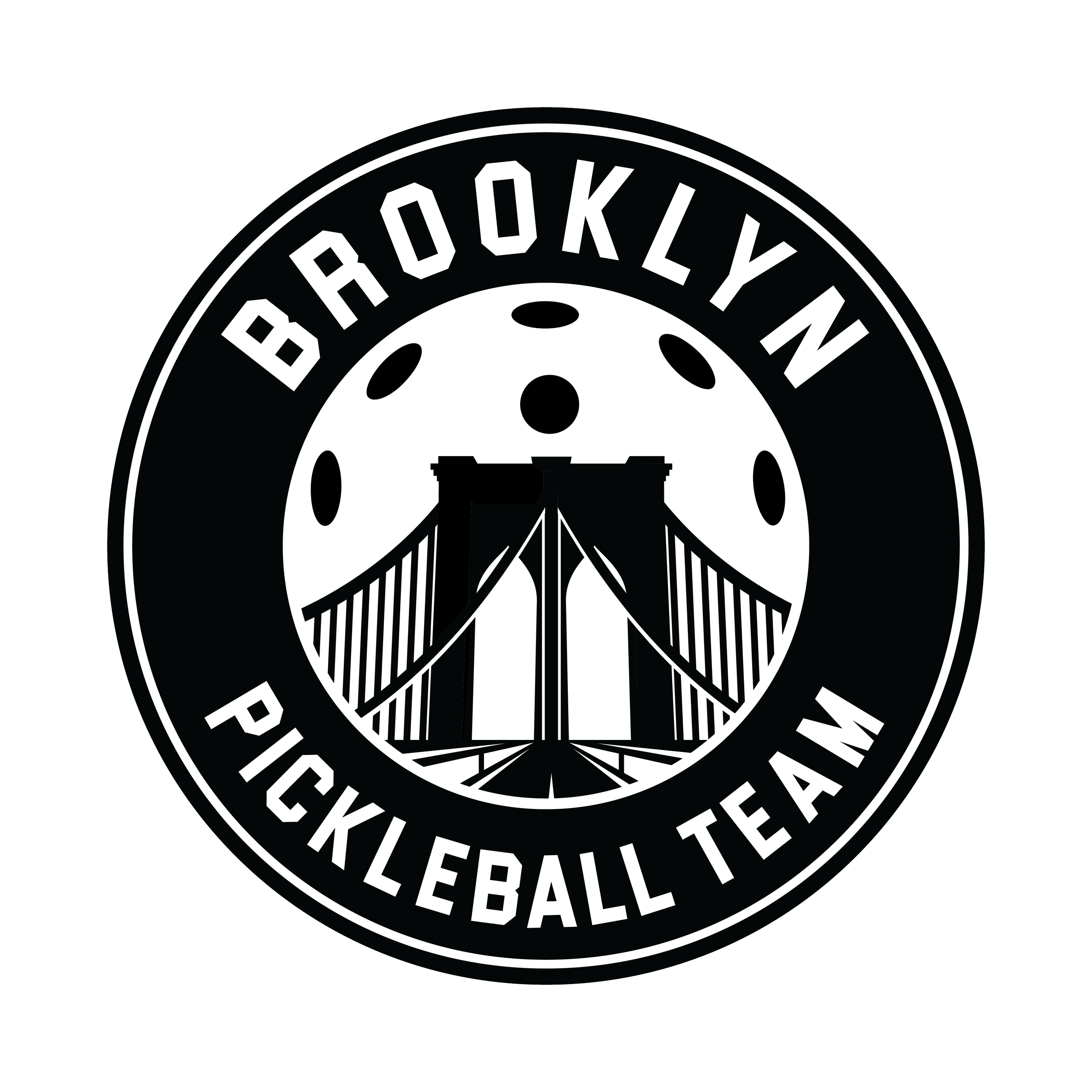 Black and white logo with circular text that reads 'Brooklyn Polytechnic Football' surrounding a stylized football illustration.